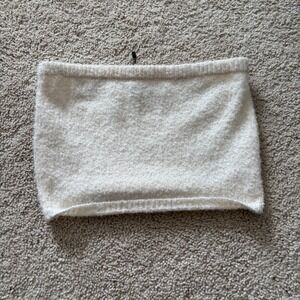 Pretty Garbage Womens Cream Knit Tube Top Strapless Sweater PST731 Ivory Large